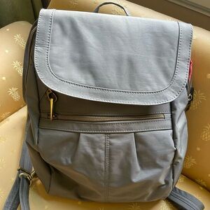 Travelon Anti-Theft Gray Slim Backpack with Flap Closure and Structured Handle